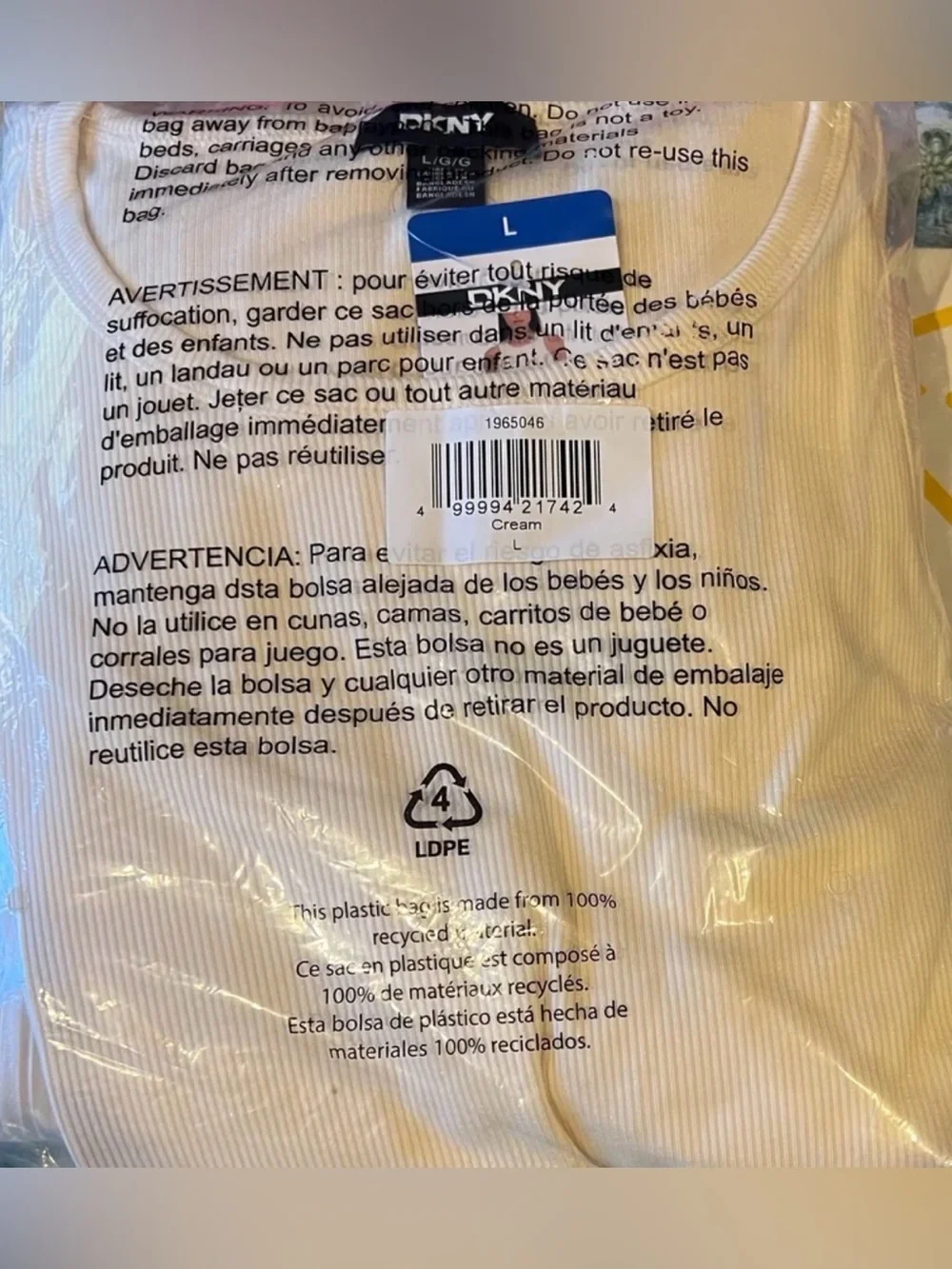 DKNY Sleeveless Tank Top Style Women’s Summer Dress Large Cream Color NWT Shiny